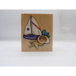 Stamp "Shells & Sails"  Stampendous ©1998 3" x 2½" #V016